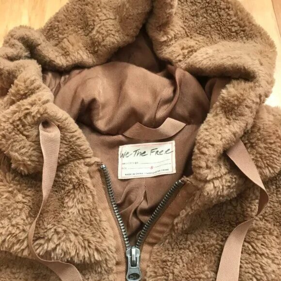 Free People We The Free Freya Fur Hoodie Teddy Jacket in Cinnamon Sprinkle - Picture 4 of 16